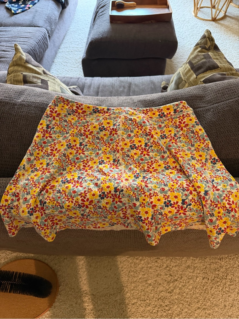 Toad&Co Yellow Floral Circle Skirt with Red & Blue Accents